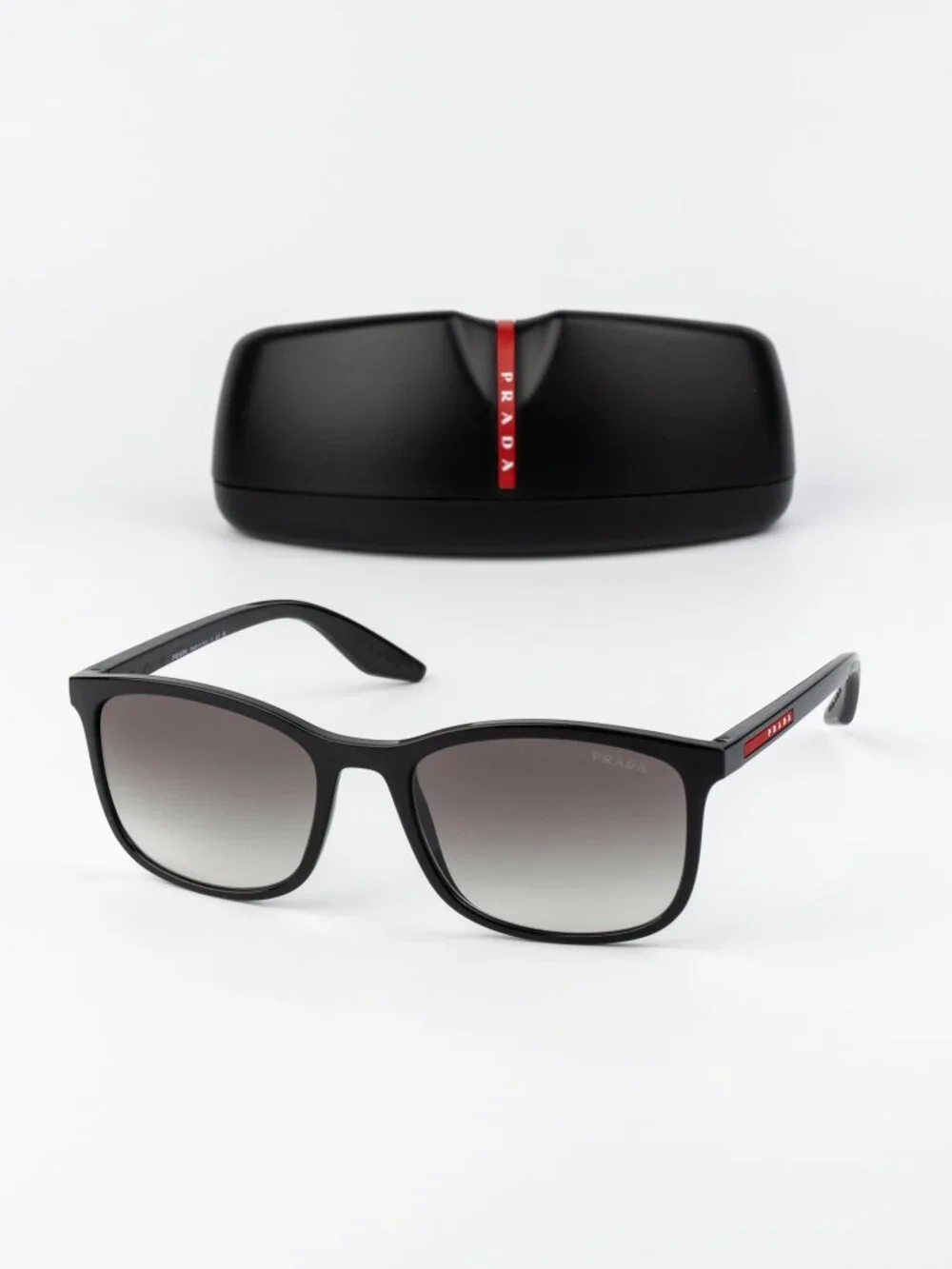 Prada Linea Rossa Men Sunglasses Black Grey Square PSA08S 1AB0A7 NEW AUTHENTIC